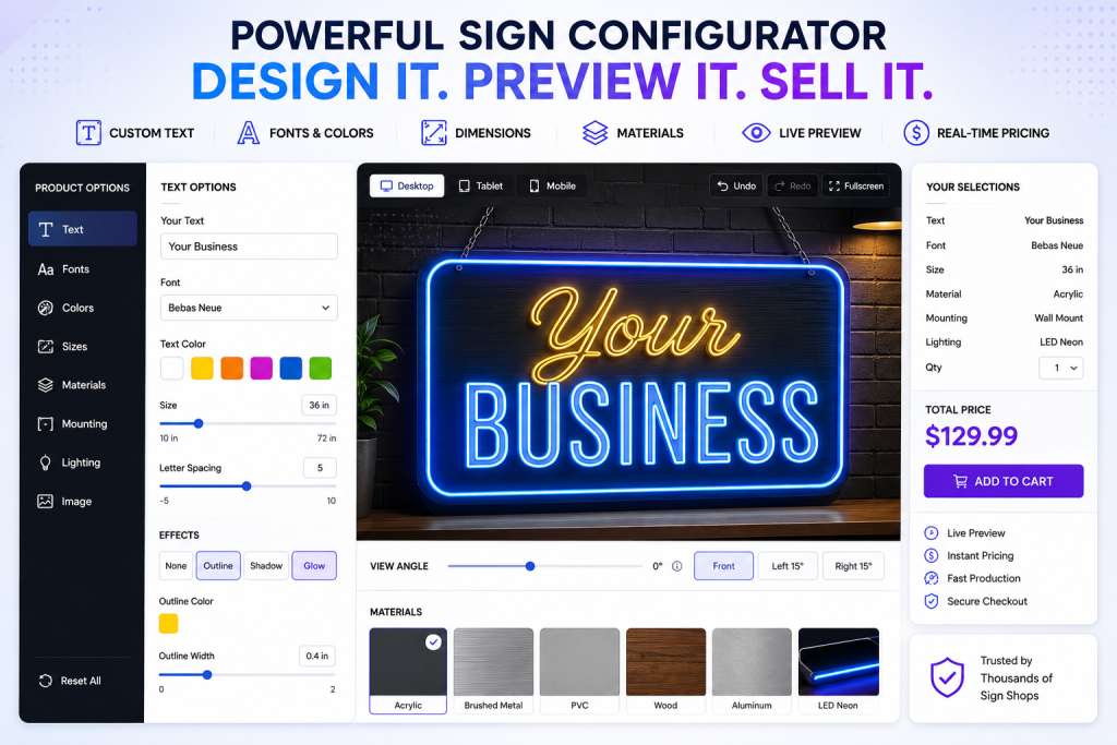 sign configurator shopify